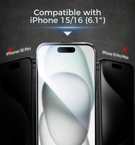 MAGIC JOHN 3rd Gen Upgraded for iPhone 15/iPhone 16 Screen Protector 6.1 Inch, HD Clear, Shatterproof Tempered Film, Auto Dust-Elimination, Bubble Free, Easy Installation, 2 Pack