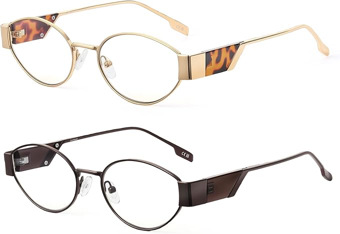 JIM HALO Trendy Oval Blue Light Glasses for Woman Men, Retro Round Computer Screen Blocker Glasses Eyes Protection UV400