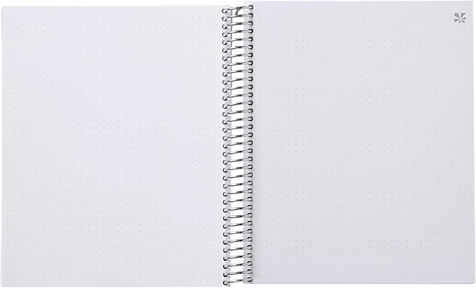 Erin Condren 7” x 9” Dot Grid Spiral Notebook, 5mm Dotted Layout with 80 Lb. Paper, Canvas Asterisk Cover, 160 Dot Grid Notebook Pages, Platinum Coil, Stickers Included