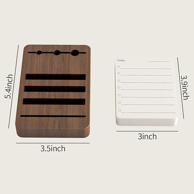 YUMORE TO DO List Planner Wood, Undated Daily Planner with Walnut Stand, Productivity Plan ner with 160 Checklist Cards for Work for Office