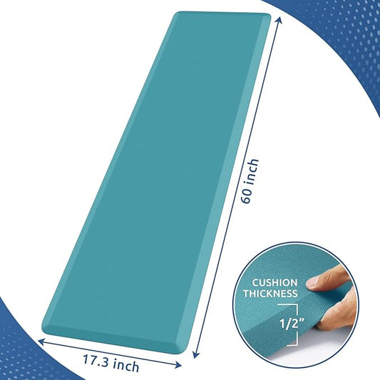 KitchenClouds Kitchen Mat Cushioned Anti Fatigue Kitchen Rug 17.3"x60" Waterproof Non Slip Kitchen Rugs and Mats Standing Desk Mat Comfort Floor Mats for Kitchen House Sink Office (Green)