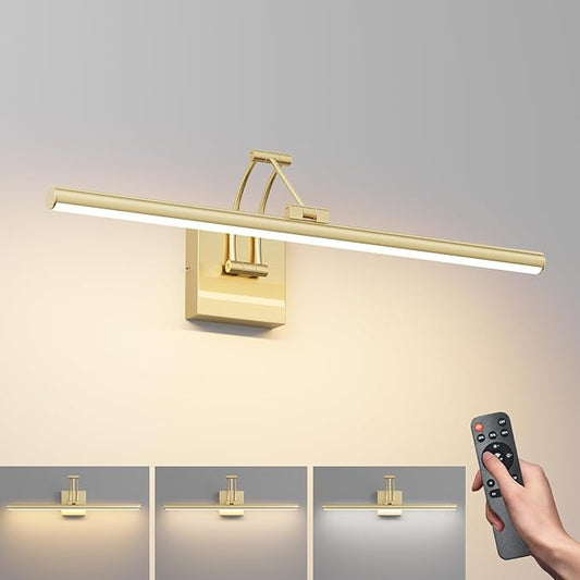 Tipace Hard-Wired LED Picture Light Fixtures,3CCT Dimmable Metal Artwork Display Lamp with Remote Control,Gold Modern Gallery Lights Wall Lights for Picture Display