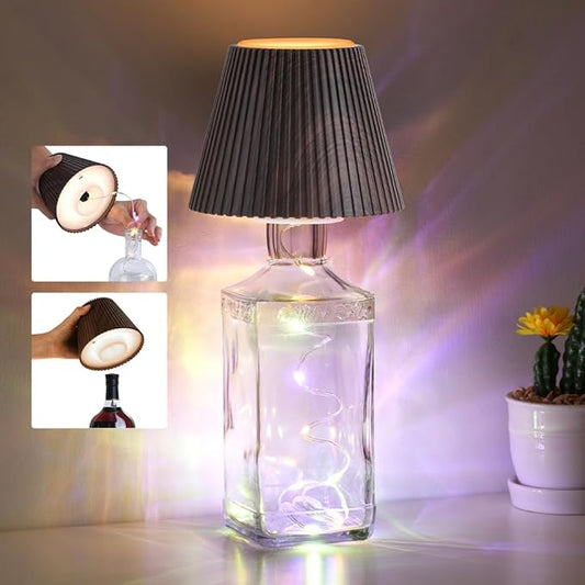 WILIT Wireless Bottle Lamp for Bar Decor, 3-Level Brightness Lampshades for Table Lamps, RGB Lamp for Bedroom, Table Decor for Living Room lamp, Cute Night Light for Women Gifts