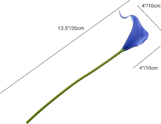 Mandy's PU Light Blue Calla Lily Artificial Flowers 20 Stems 13.5in Faux Realistic Centerpiece DIY Bridal Bouquet Home Décor