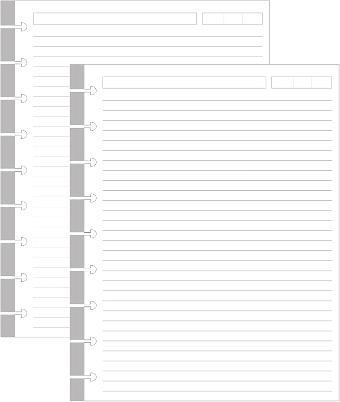 200 Sheets 9-Disc Discbound Lined Refills Paper for Happy Planners Insert, Classic Size Lined Paper, 100gsm White Paper, 7" x 9.25"