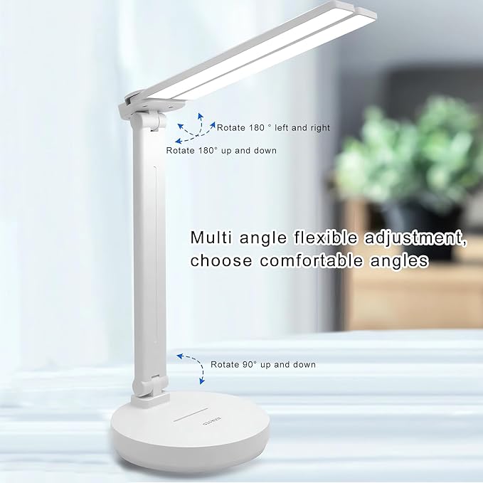 Desk Lamp,Led Cordless Rechargeable Lamp,2800K-6500K CCT Dual Swing Arm Reading Lights For Books In Bed,Protect Eyes Rg0 Study Lamp With Usb Charging Port,Bedside Lamp,Desk Lamps For Home Office