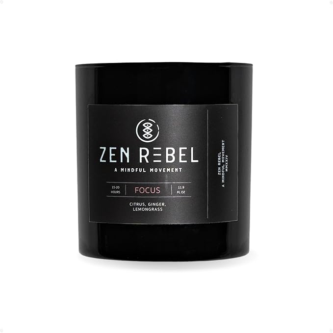 Aromatherapy Candle Focus - Daytime Citrus Blend with Ginger and Lemongrass - Natural Soy Candle for Productivity and Relaxation, Gift Candles for Men and Women