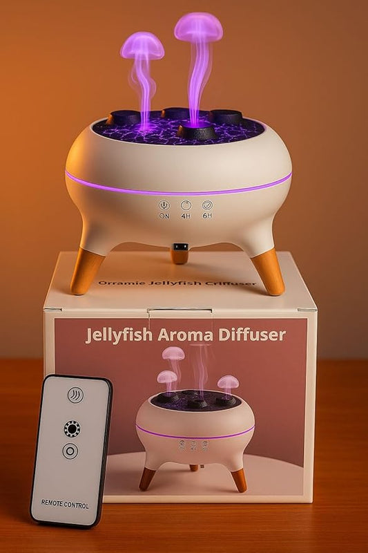 Jellyfish Essential Oil Diffuser – Aromatherapy Fire Pit Cool Mist Humidifier with LED Flame Effect, Ultrasonic Quiet Diffuser for Home, Bedroom, Office, Yoga & Spa