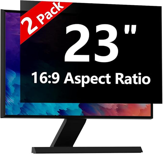 【2-Pack】23 Inch Computer Privacy Screen for 16:9 Monitors with Anti-Spy Anti-Glare Filter, Blue Light Blocking & Eye Protection, Removable Anti-Scratch HD Clarity Screen Protector