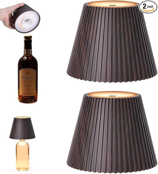 WILIT 2 Pack Wine Wirelss Bottle Lamp, 3-Level Brightness Cordless Table Lamp Shades, Rechargeable Battery Operated for Bedroom, Living Room, Kitchen Counter, Women Gifts for Her