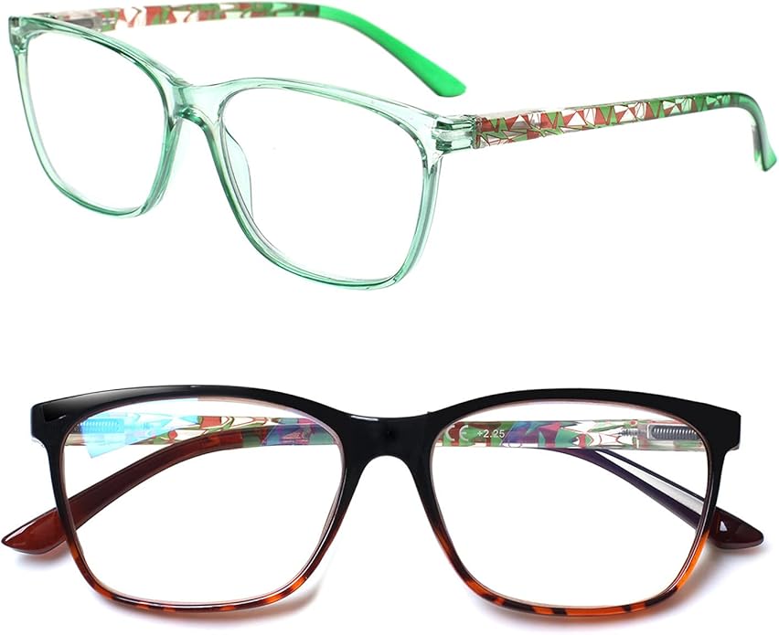 SIGVAN Ladies Reading Glasses Blue Light Blocking Spring Hinge Fashion Pattern Print Eyeglasses for Women