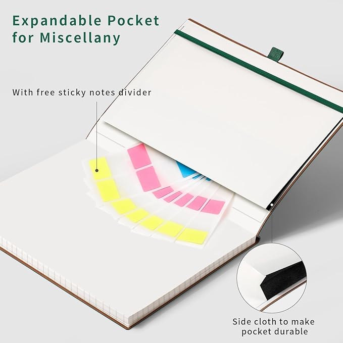 AHGXG Graph Paper Notebook - Grid Notebook Journal, 120 GSM Thick Graph Paper, Large B5 Notebook 96 Pages, Leather Softcover, for Graphing, Writing, Math, Engineering, 7.6'' X 10'' - Green