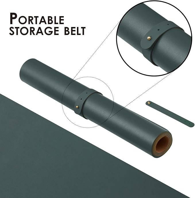 Cork Desk Mat - Dual-Sided Desk Pad for Office and Home - Desk Organization and Accessories - Ideal for Large Mouse Pad and Desk Mats on Top of Desks(Dark Green,80cmx 40cm)