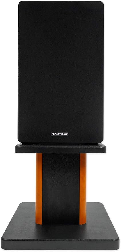 Rockville Pair RHT8C 8" Desktop Speaker Stands, 66 lbs. Capacity, Wood Finish, Resonance-Free, Cable Management, Isolation Pads, for Bookshelf/Studio Monitors