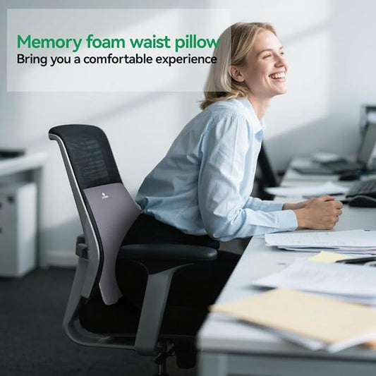 Lumbar Support Pillow, Memory Foam Cushion, Improve Posture and Relieve Low Back Pain, Lumbar Support for car Seats, Gaming Chairs, Office Chairs, wheelchairs