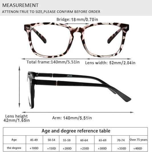 Henotin 4-Pack Blue Light Blocking Reading Glasses Women Men,Spring Hinge Computer Readers,Anti UV Ray Square Nerd Eyeglasses (Mixed Color, 1.75, Diopters)