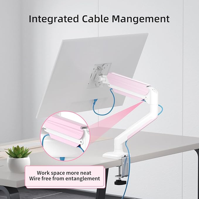 suptek Monitor Mount Stand, Single Gas Spring Monitor Arm Desk Mount Fits 13-32 Inch inch Monitors Weight Capacity up to 9 kg(MD01AWP)