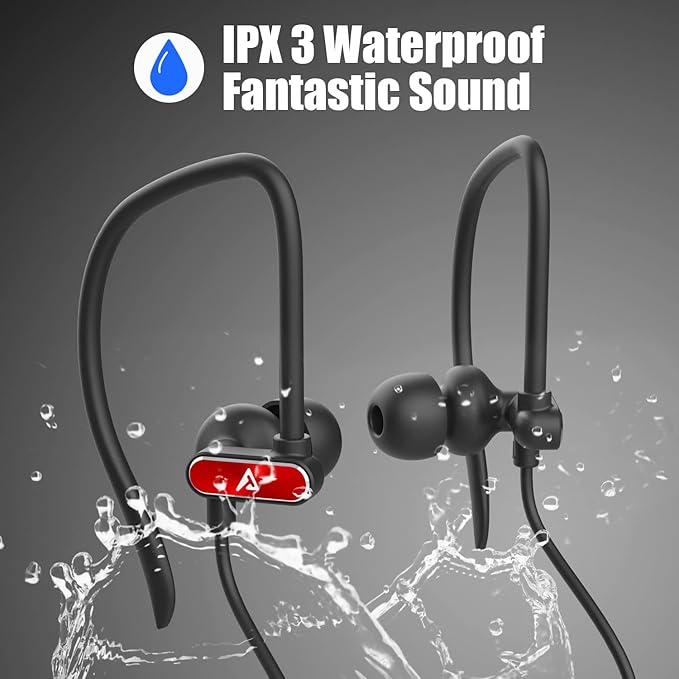 Lightning Earbuds with Ear-Hook Sports Earphones for iPhone 14/13/12/11 Pro Max/X/XS Max/XR - MFi Certified with Mic Red