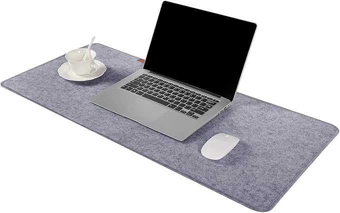 Large Felt Desk Protective Pad, 80X40cm/32''X16'' Non-Slip Felt Desk Mat Extended Gaming Mouse Pad Large Desk Pad Protector for Keyboard, Computer, Mouse, Laptop (Grey)