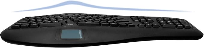 Adesso AKB-450UB - Ergonomic Keyboard with Built-in Touchpad, Wired, Multimedia Hotkeys, Split Keys Design, Built-in Palm Rest for Comfort - Compatible for PC & Windows XP/7/8/10