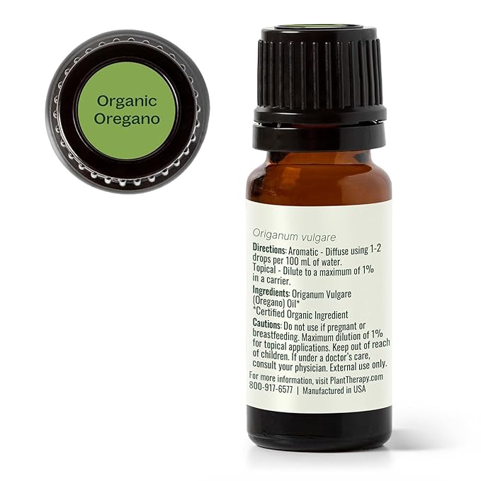 Plant Therapy Organic Oregano Essential Oil 100% Pure, USDA Certified Organic, Undiluted, Natural Aromatherapy, Therapeutic Grade 10 mL (1/3 oz)