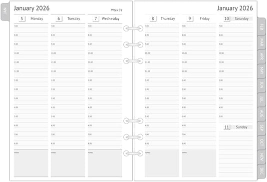 newestor 2026 A5 Planner Inserts, Filofax A5 Compatible, Weekly and Monthly Appointment Book Pages, Tabbed, 6 Holes