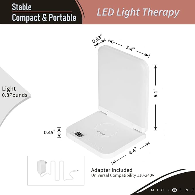 Light Therapy Lamp with Wireless Phone Charger Pad, 2 in 1, 10,000 Lux Bright White UV-Free LED, Anti-Glare, 5 Adjustable Brightness, Sunlight Lamp with Timer, Energy Booster