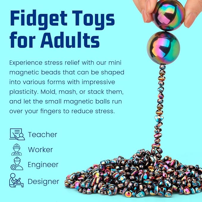Magnet Slime Putty Party Favors, Fidget Toy Magnet Ferrite Putty Beads, Hematite Magnetic Stones Eggs with 1.26 inch Magnet Balls, Cool Desk Toy, EDC Toy Science Kit Gift