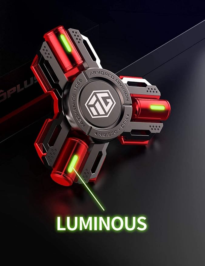 Fidget Spinners, Fidget Spinner Gifts for Adults and Teens, Stress Anxiety ADHD Relief Figets Toy, Metal Finger Hand Spinner Toys with Luminous Light, Spinner Absorb Solar Light Then Release in Dark