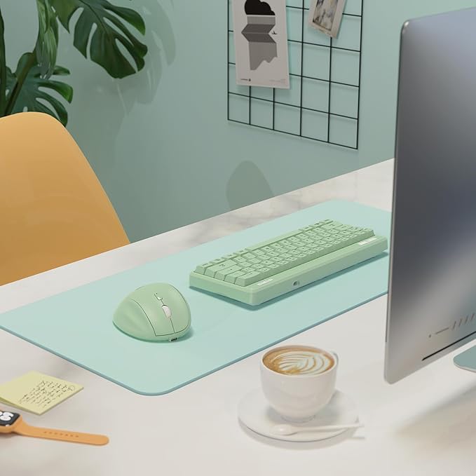 Micropack Ergonomic Vertical Wireless Bluetooth Mouse for Laptop MacBook PC Rechargeable Silent Click 3-Mode Multi-Device 2.4G Adjustable DPI Compatible with Windows Android iOS MacOS Green