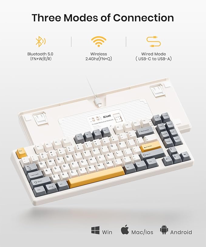 Wireless Mechanical Keyboard,Gasket Mounted with Creamy Sound,Bluetooth/2.4GHz/USB-C,Custom Hot Swappable,RGB Backlit,75% Compact Layout for Gaming/Typing/Win/Mac/PC (Retro Beige,Linear Switch)