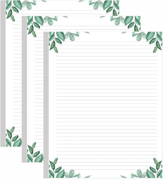 (3-Pack) Stationery Lined Paper, Letter Size Unpunched Ruled Filler Paper, 300Sheets / 600Pages Loose-Leaf Line Paper, 100gsm White Paper, 8.5'' x 11'', Leaf