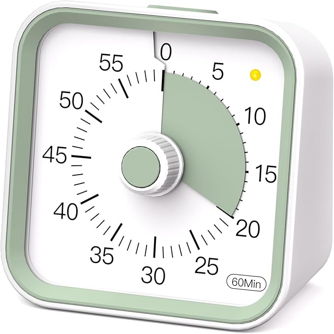 Visual Timer for Kids with Pause Function, 60 Minute Countdown Timer for Kids Desk Study, Teaching, Kitchen Cooking, Office Meetings, Time Management for ADHD (White)