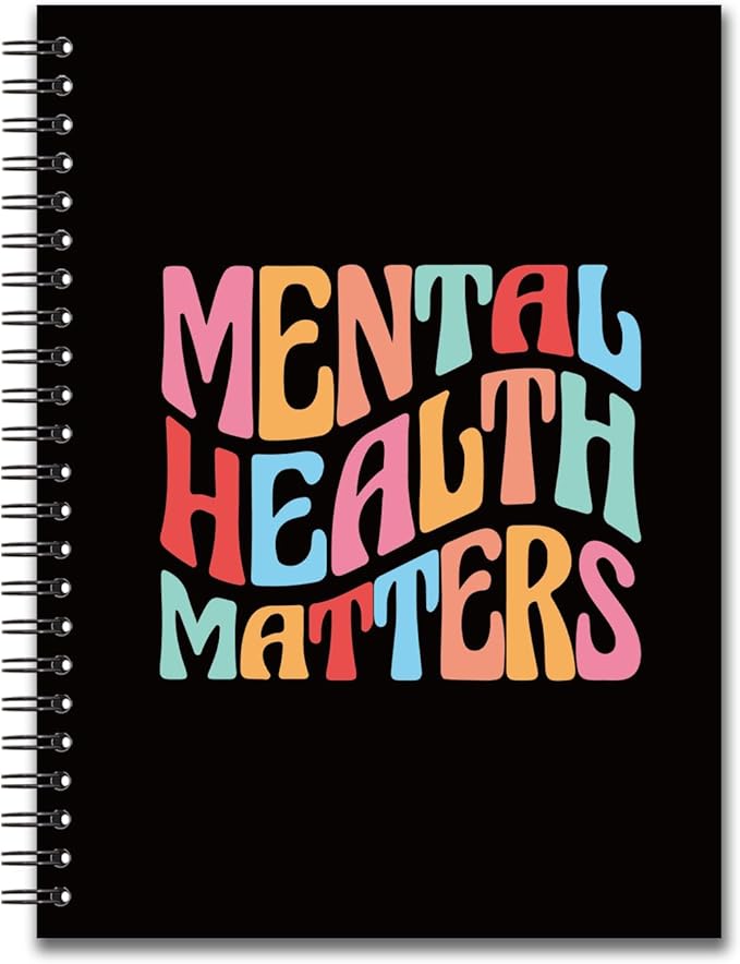 YAZMEEN Motivational Blank Spiral Notebook(160 Pages) Colorful Mental Health Matters Hardcover Sketchbook Mental Health Gifts Funny Notebook Gifts for Office Worker School Counselor Teacher Student