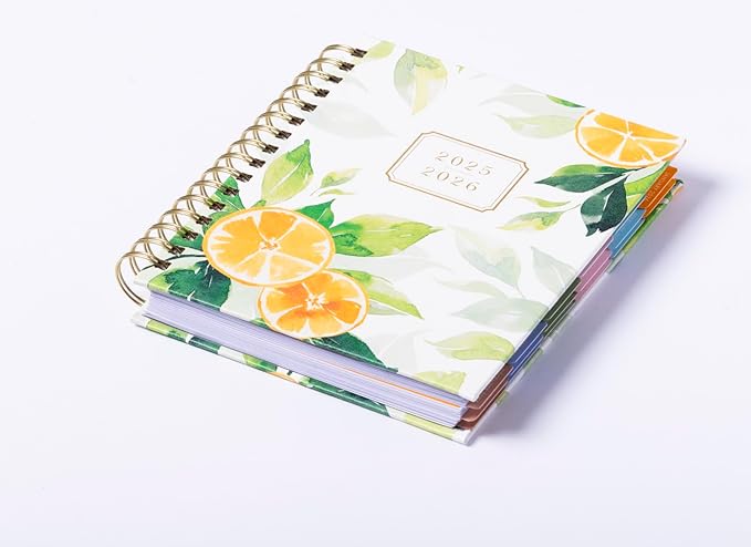 2025-2026 Eccolo Spiral Agenda Planner, Orange Citrus, Weekly & Monthly Pages, 18 Months, Sticker Sheets, Inspirational Quotes (7.75 x 8.75, Hardcover, July 2025 - Dec 2026)