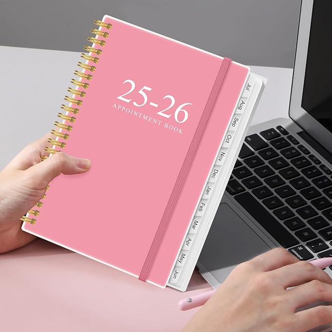 2025-2026 Appointment Book & Planner - Hourly Planner from July 2025 - June 2026, Weekly Appointment Book 2025-2026 with 30-Minute Interval, 6.4" x 8.5", Pink