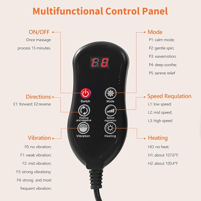 Rechargeable Back Massager with Heat, Shiatsu Neck Massager for Pain Relief Deep Tissue, 4D Kneading Massage Pillow for Neck Shoulder Leg Waist and Abdominal, Suit for Office, Home and Car