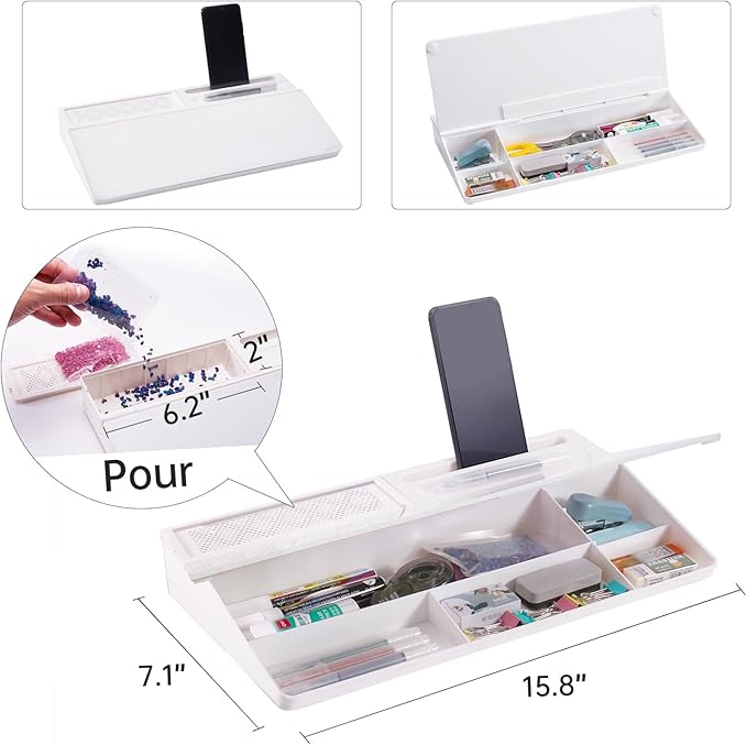 Small Glass Desktop Whiteboard Dry-Erase-Board - Computer Keyboard Stand White Board Surface Pad with Aromatherapy, Desk Organizers with Accessories for Office, Home, School Supplies