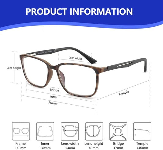 BLUEMOKY Blue Light Reading Glasses for Men,Sport Square Frame Readers, Anti Glare Computer Glasses