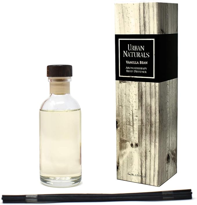 Urban Naturals Vanilla Bean Scented Oil Reed Diffuser Gift Set | Vanilla Cream, Amber & Sweet Tonka Bean | Made in The USA