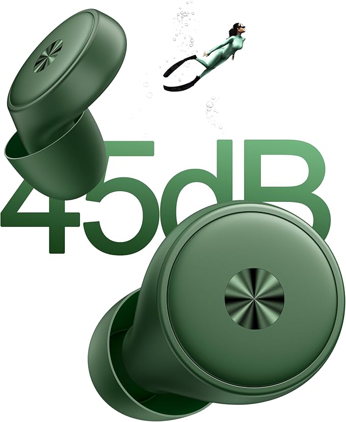 45dB Ear Plugs for Sleeping 0.1oz Ultra-Comfy Noise Cancelling Ear Plugs for Concerts, Deep Focus, Travel, Noise Reduction Ear Plug with 8 Ear Tips Reusable Earplugs with Carry Case Green