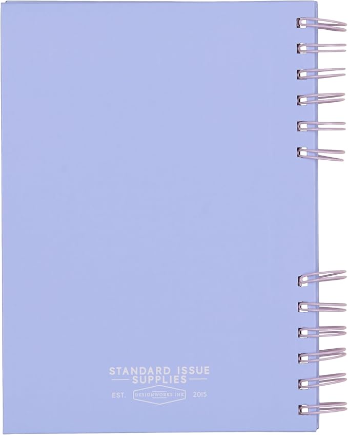 DesignWorks Ink Standard Issue Notebook No. 12 – 6" x 8.25" Undated Daily Planner & Writing Journal, 192 Lined Pages, Elastic Pen Holder, Small Notebook for Work & Journaling - Lavender/Periwinkle