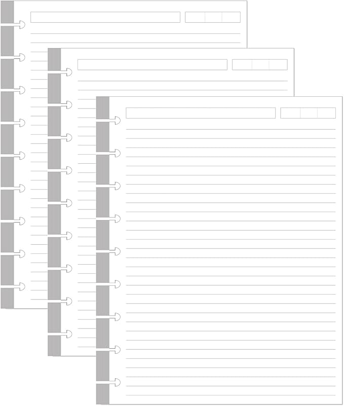 (3-Pack) 9-Disc Discbound Lined Refill Paper, Classic Size Pre-punched Happy Planners Inserts, 300Sheets/600Pages Loose-Leaf Paper, 100gsm White Paper, 7" x 9.25"