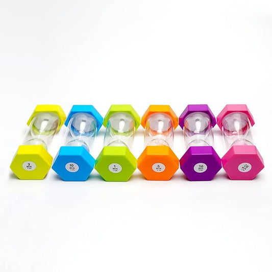 6 Pcs Colorful Hourglass Sandglass Timer Sand Timer Sand Clock Timer 1/3/5/10/20/30 Minutes Visual Hourglass Set for Games Classroom Kids Office Kitchen Decor