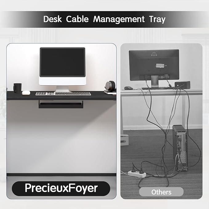 Dual Motor Standing Desk Frame, Electric Adjustable Legs with Memory Presets, Stand Up Desk Frame Workstation, with Cable Management Tray, Headphone Hook, Caster Wheels, for Home Office