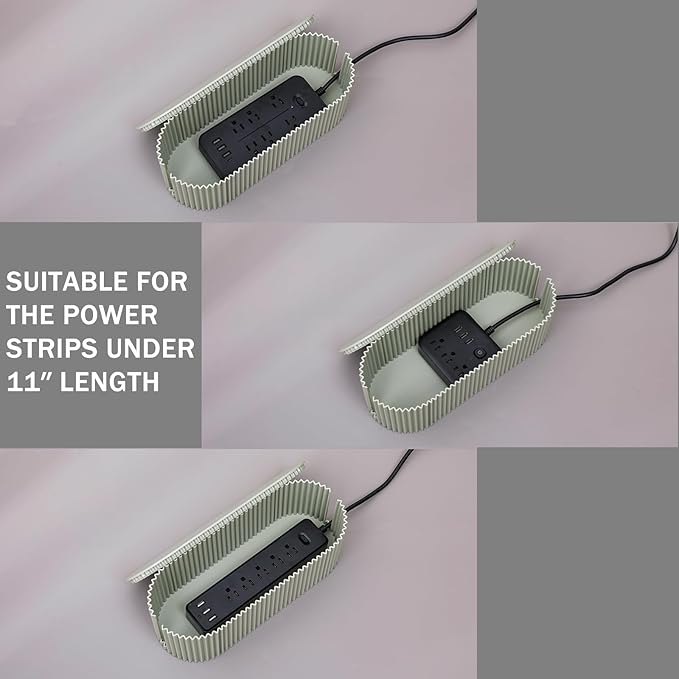 Green Cord Organizer Box, Plastic Cable Management Box with Lid, Power Strips Protector Cover Under TV and Desk for Home, Office, Bathroom, School, Wires Hider Protector for Floor (Small)