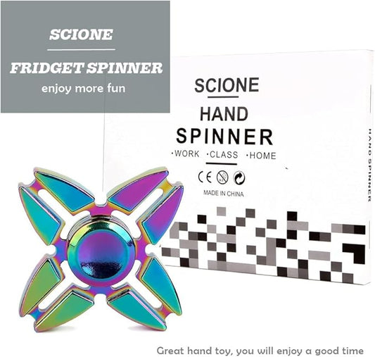 SCIONE Metal Fidget Spinner for Kid Adult, Sensory Hand Fidget Toy 7 Pack-Anxiety Toys Stress Relief Reducer-Party Favors, Gifts for Kids Birthday, Goodie Bag Stuffers, Classroom Prizes