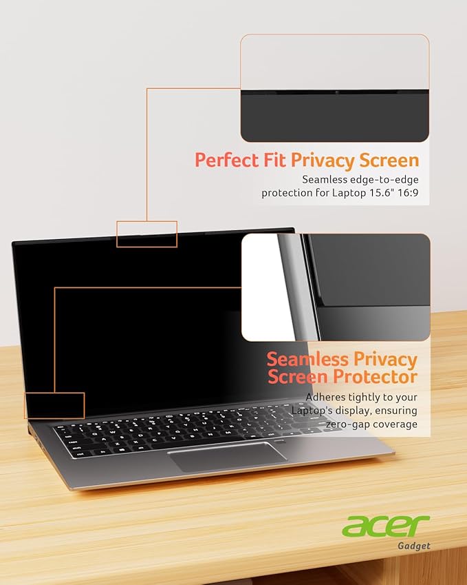 acer 2-Pack Laptop Privacy Screen - for Laptop 15.6 Inch 16:9, Magnetic & Removable Privacy Filter Shield, Anti-Glare Screen Protector, Dual-Sided Monitor Shield, for HP, Dell and Other Major Brands