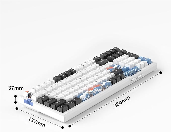 MageGee SKY98 Wireless Gasket Mechanical Gaming Keyboard, 96% Hot Swappable RGB Custom Creamy Keyboard with 5-Layer Sound Padding, BT/2.4G/USB-C, NKRO for Win/Mac (Waves, Blue Whale Switch)