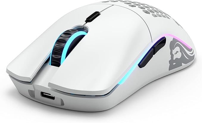 Glorious Model O- (Minus) Wireless Gaming Mouse - 65g Superlight Honeycomb Design, RGB, Ambidextrous, Lag Free 2.4GHz Wireless, Up to 71 Hours Battery - Matte White